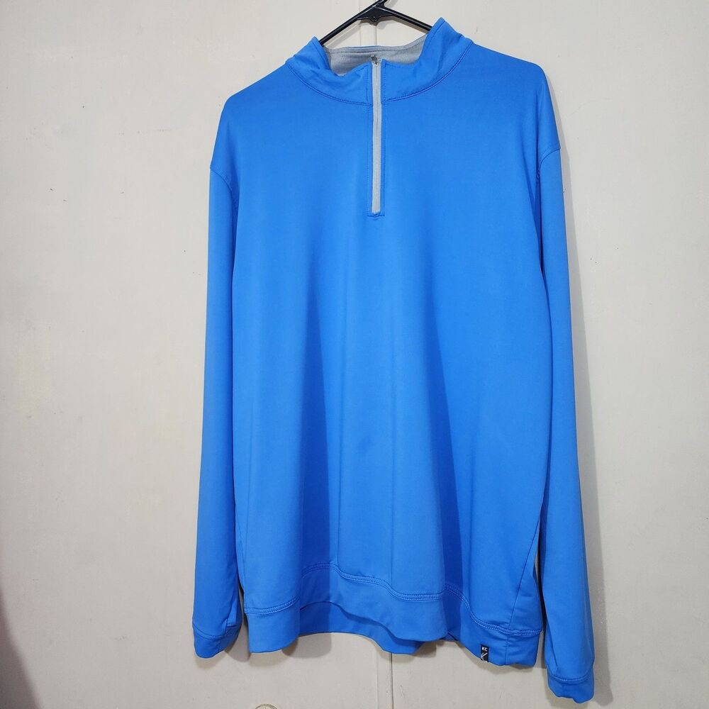 Kenneth Cole Golf  1/4 Zip Longsleeve Pullover Sweater Sweatshirt Mens  Blue XXL